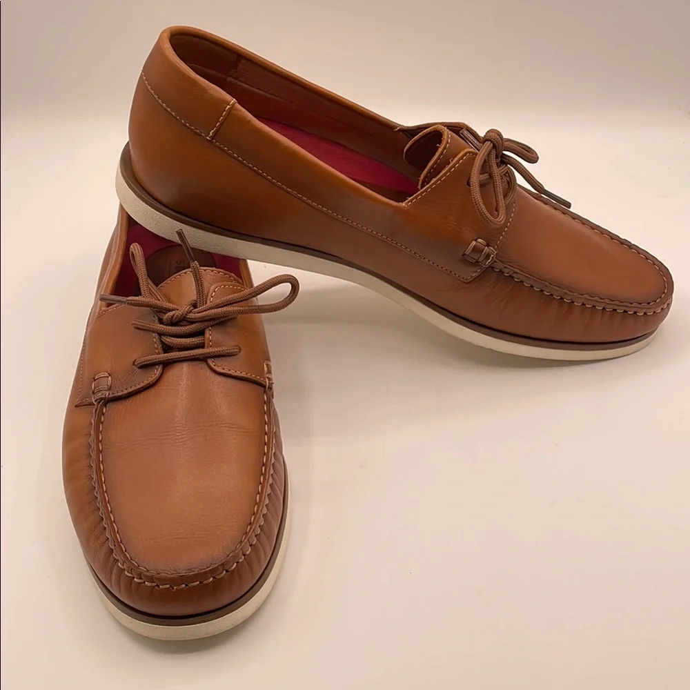 Section X Brown Leather Boat Shoes Classic Moccasin Tie Style Size 13
